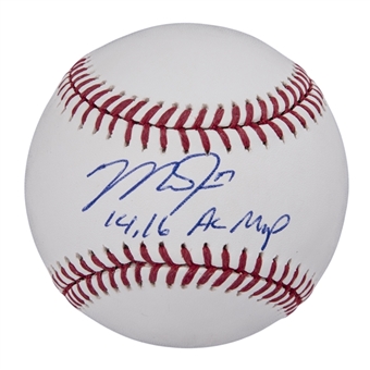 Mike Trout Signed & "14, 16 AL MVP" Inscribed OML Manfred Baseball (MLB Authenticated)